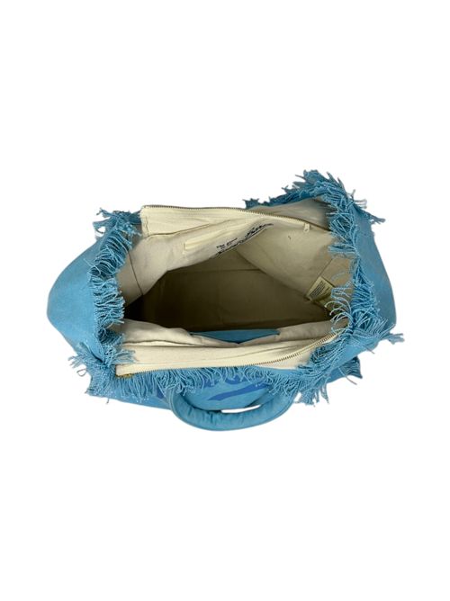 borsa donna vanity in canvas con scritta in tono azzurro MC2 Saint Barth | VANITYS3132